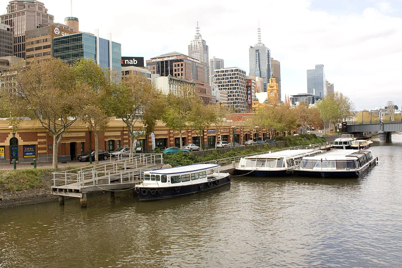 Cruise boats on the Yarra River in Melbourne